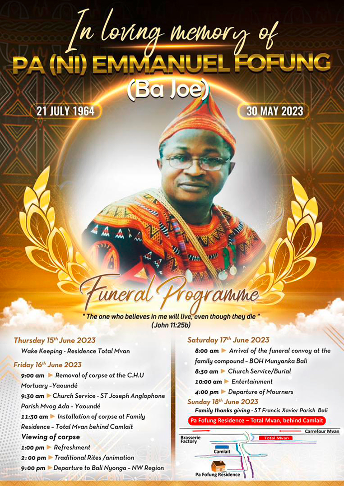 Emanuel Fofung Funeral Programme